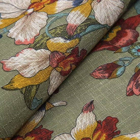 Print Fabric Customized Cotton Linen Organic Dress Shirt Pattern Digit Home Textile Industry Bedding Cushion Garment Curtain