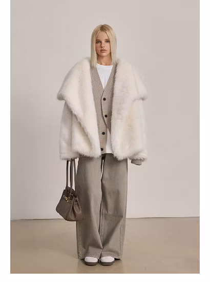 Куртка-бомбер из искусственной кожи, короткий отложной воротник из натурального меха, женские пальто из овечьей шерсти, модные